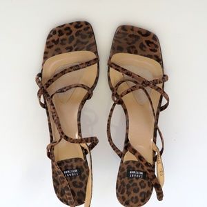 Stuart Weitzman Leopard Modern Strappy Kitten Heel
